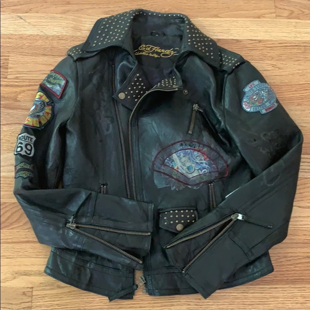 Leather biker jacket limited edition Ed Hardy